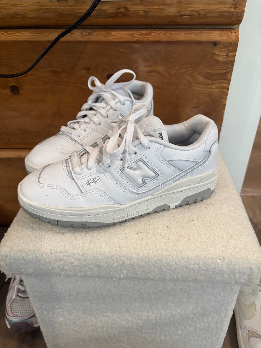 New Balance White Women's 550 Leather Sneakers